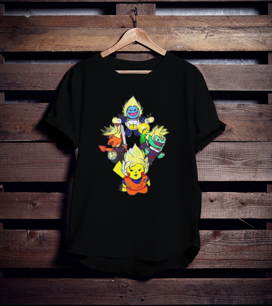 Dragon Ball Super Saiyan Pokemon Crossover Characters T-Shirt