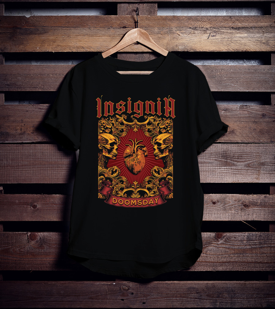 Insignia Doomsday Ornamental Skull Heart T-Shirt