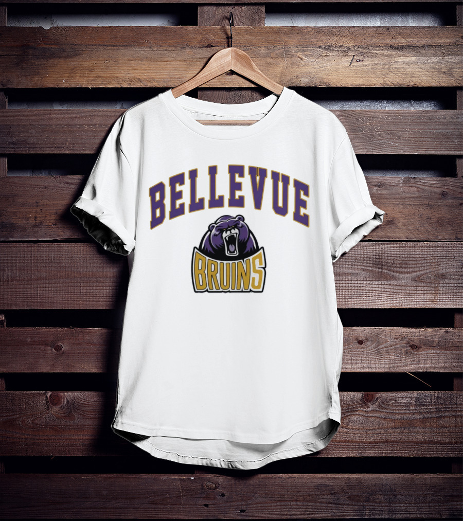 Bellevue University Bruins Roaring Bear Purple And Gold T-Shirt