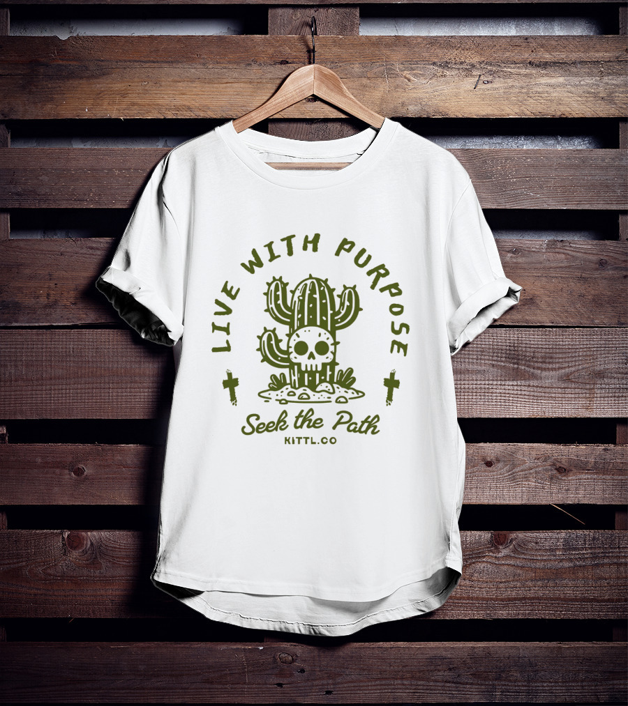 Live With Purpose Seek The Path Kittl Co Cactus Skull T-Shirt