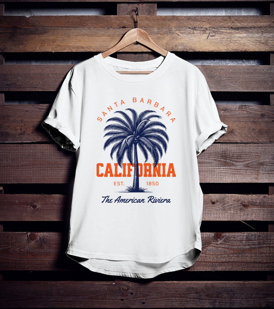 Santa Barbara California EST 1850 The American Riviera Palm Tree T-Shirt