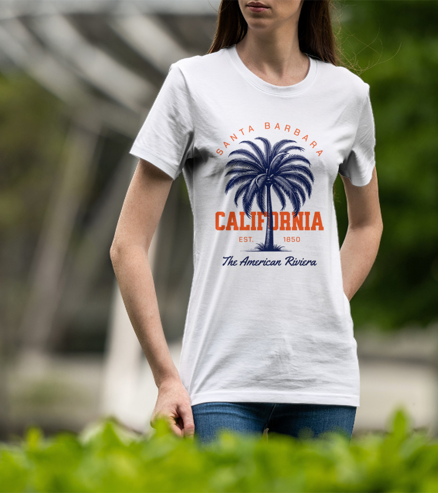 Santa Barbara California EST 1850 The American Riviera Palm Tree T-Shirt
