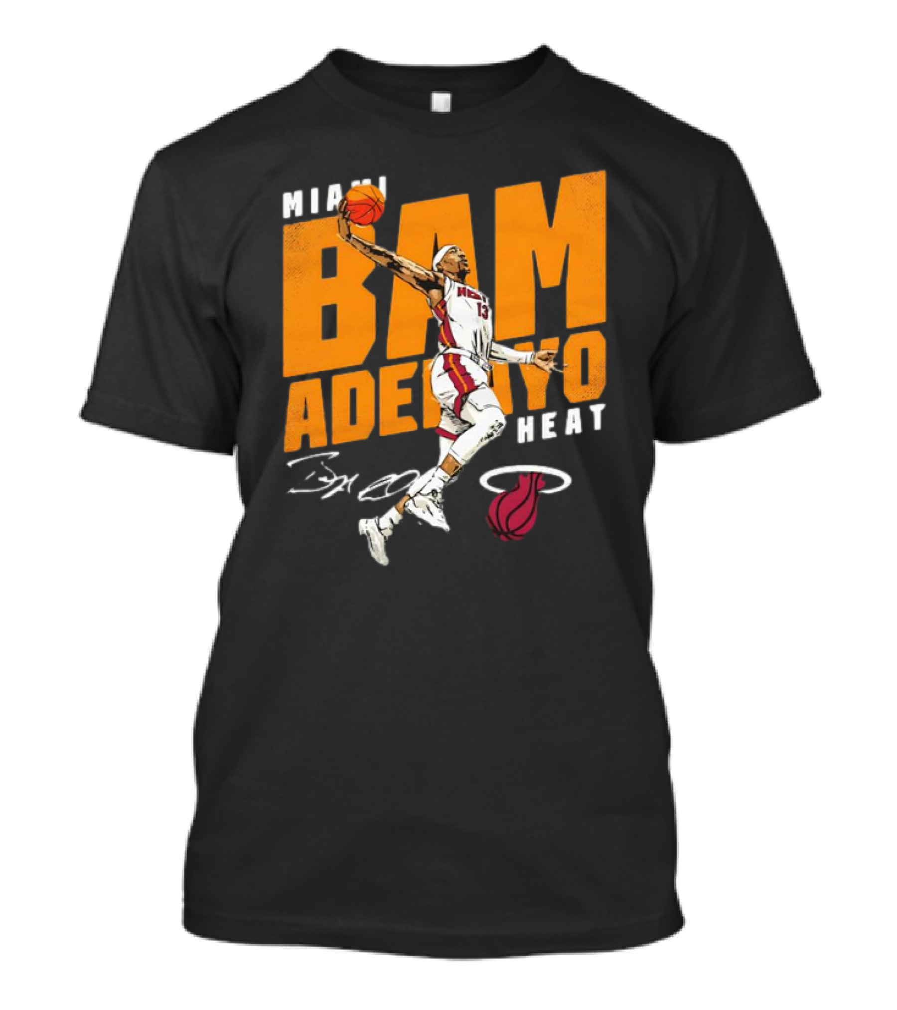 Miami Heat Bam Adebayo Basketball Jumper Action T-Shirt