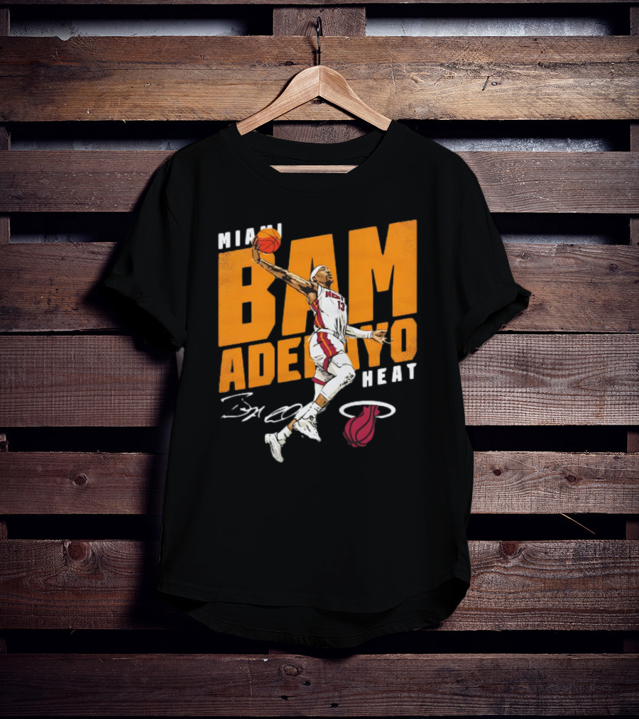 Miami Heat Bam Adebayo Basketball Jumper Action T-Shirt