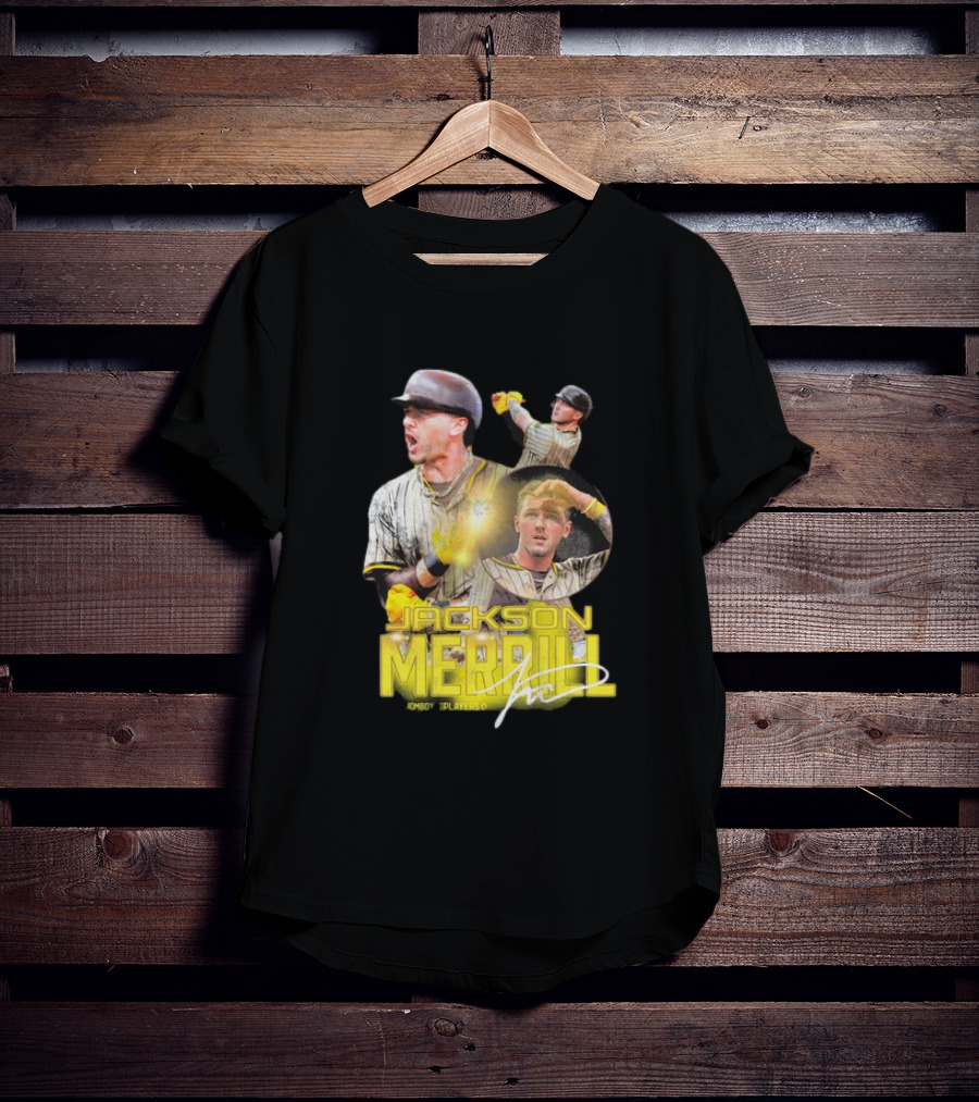 Jackson Merrill San Diego Padres Player Signature Baseball T-Shirt