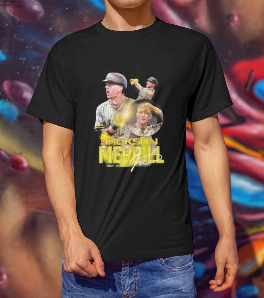 Jackson Merrill San Diego Padres Player Signature Baseball T-Shirt