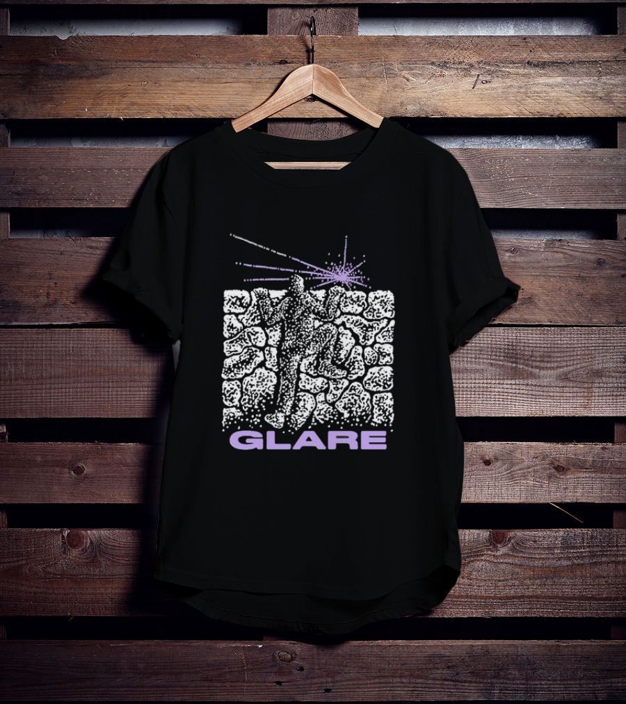 Glare Climber On Black Stone Wall With Purple Light Burst T-Shirt