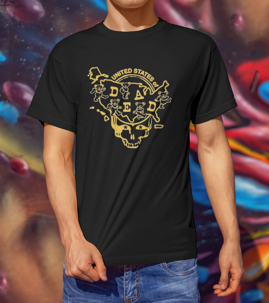 Grateful Dead United States Of Dead Dancing Bears Skull Map T-Shirt