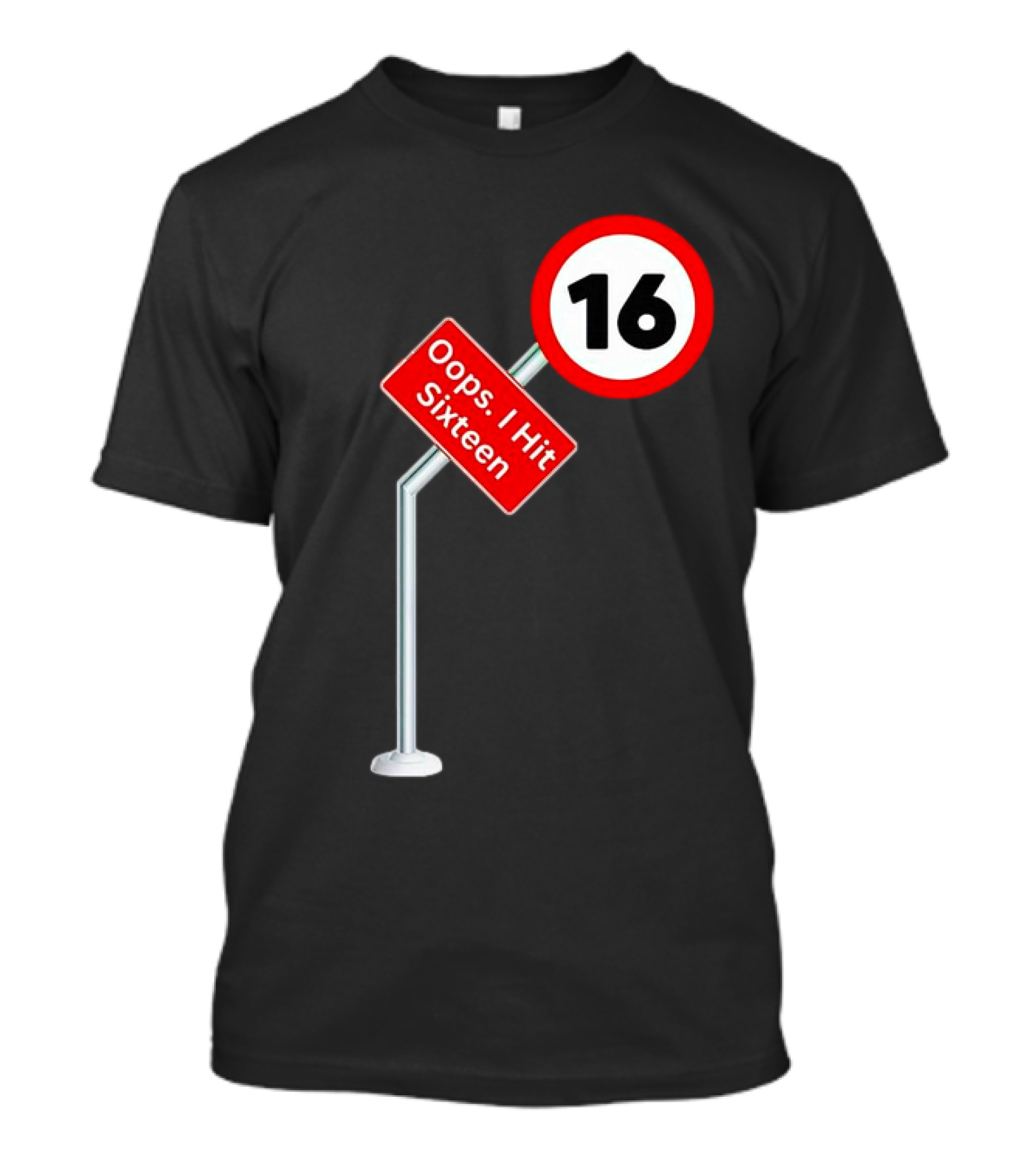 Oops I Hit Sixteen 16 Road Sign T-Shirt