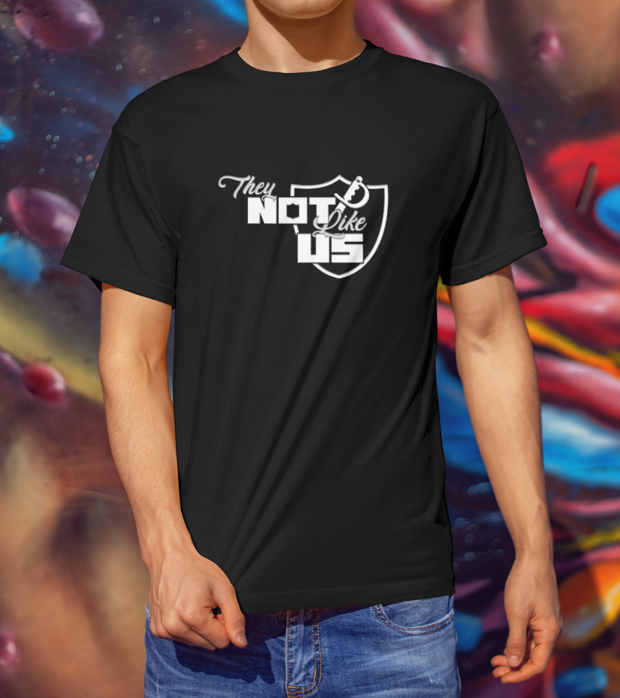They Not Like Us Shield Logo Las Vegas Raiders T-Shirt