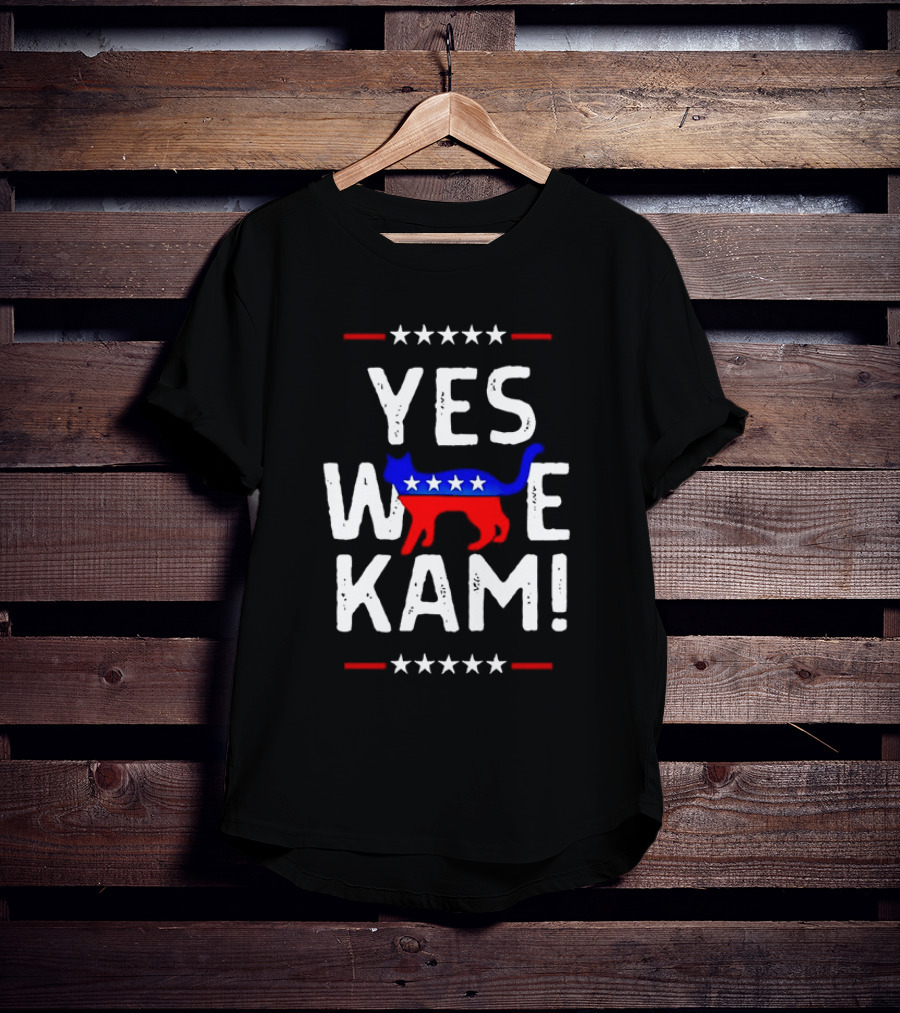 YES WE KAM CAT PRINT PATRIOTIC T-Shirt