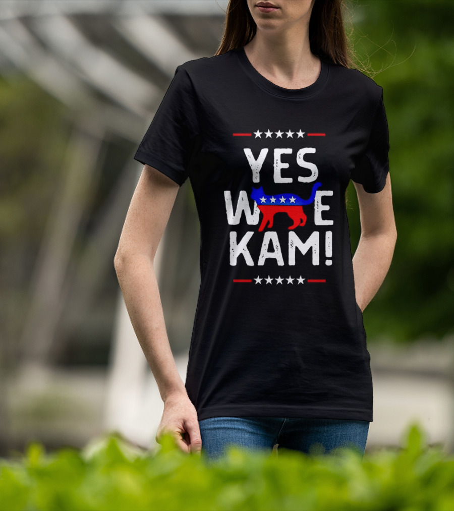 YES WE KAM CAT PRINT PATRIOTIC T-Shirt