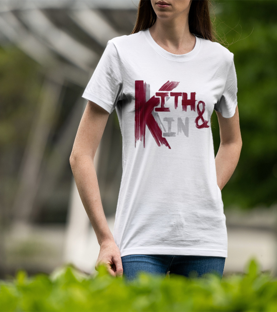Kith And Kin Bold Red And Gray Text T-Shirt