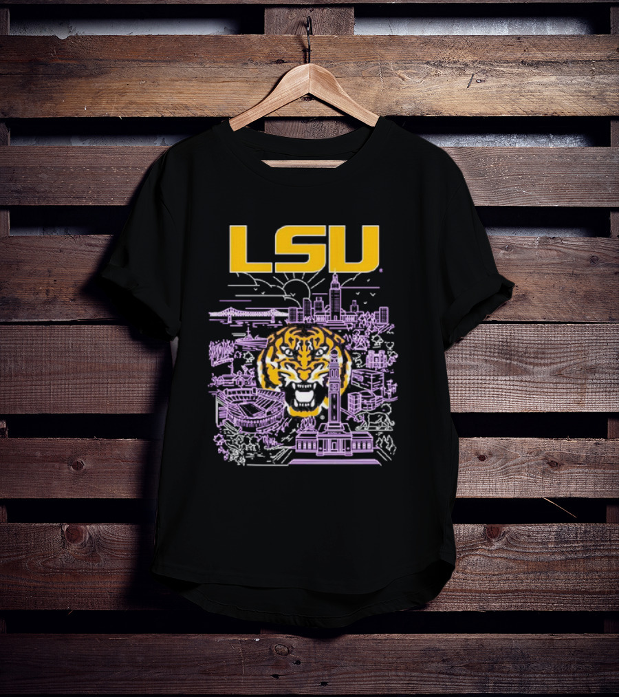 LSU Tigers City Skyline Baton Rouge Tiger T-Shirt