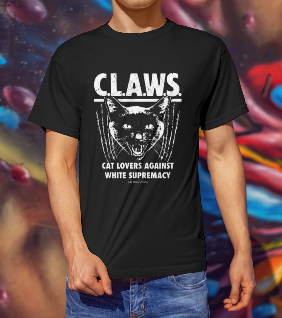 C.L.A.W.S. Cat Lovers Against White Supremacy Cat Magic Punks T-Shirt