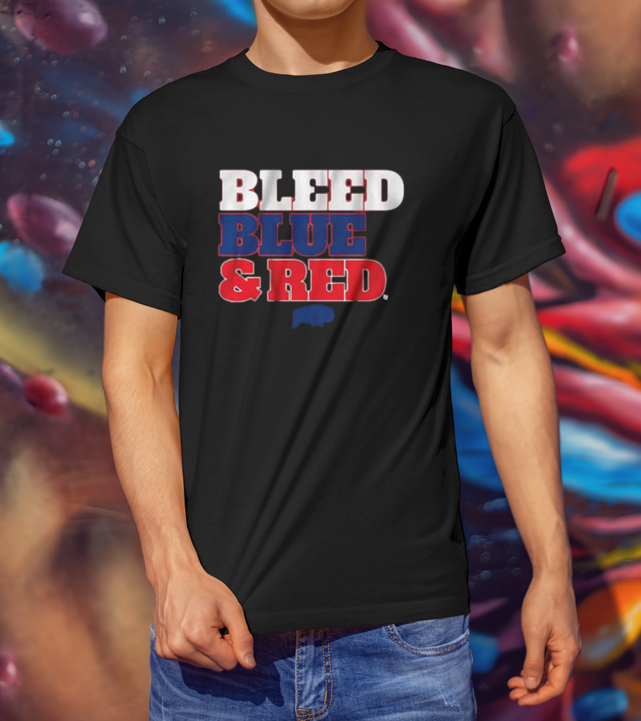 Buffalo Football Bleed Blue And Red Team Spirit T-Shirt