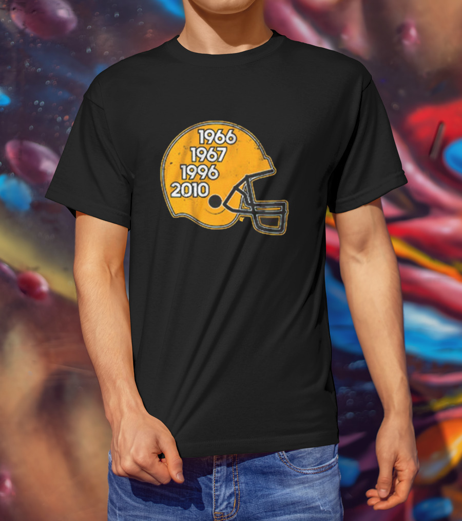 Green Bay Glory Years Helmet 1966 1967 1996 2010 Football T-Shirt