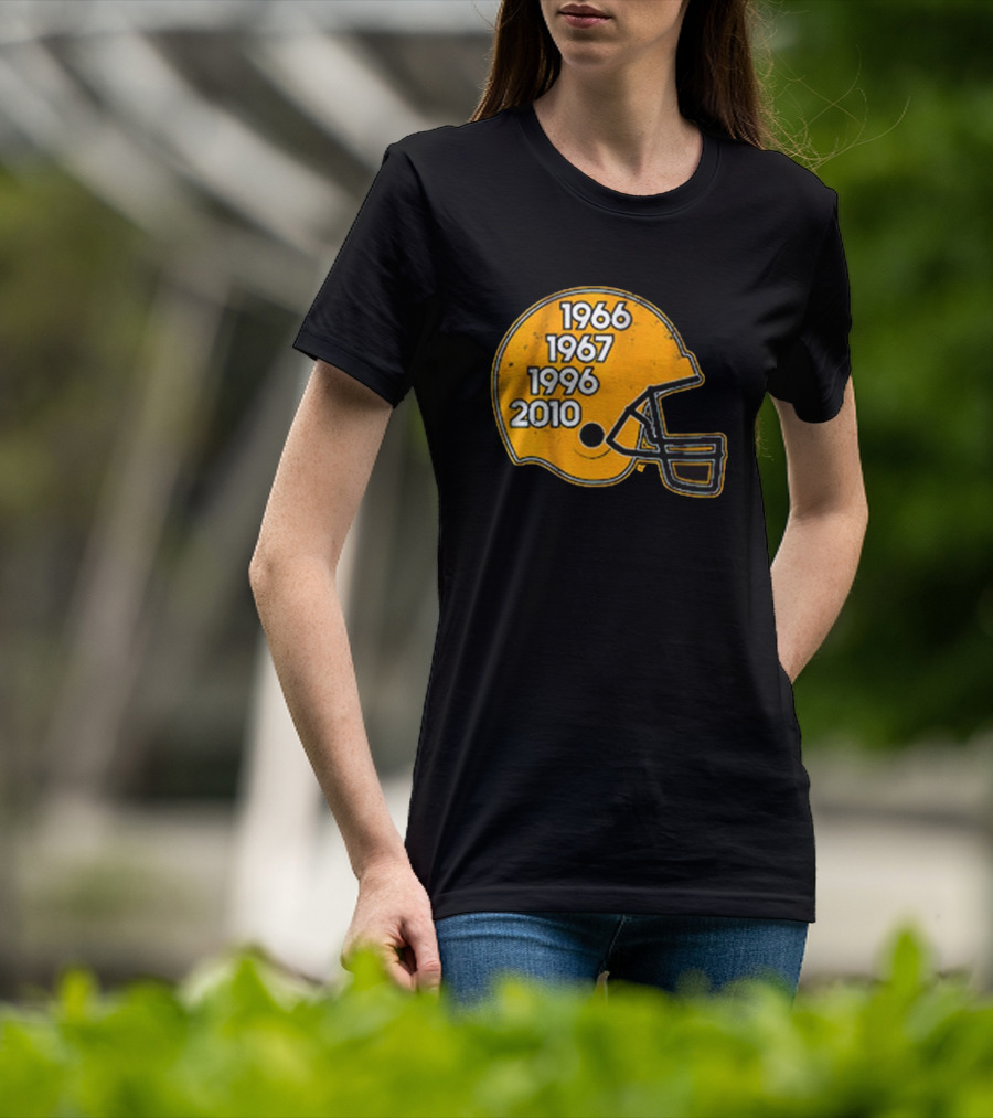 Green Bay Glory Years Helmet 1966 1967 1996 2010 Football T-Shirt