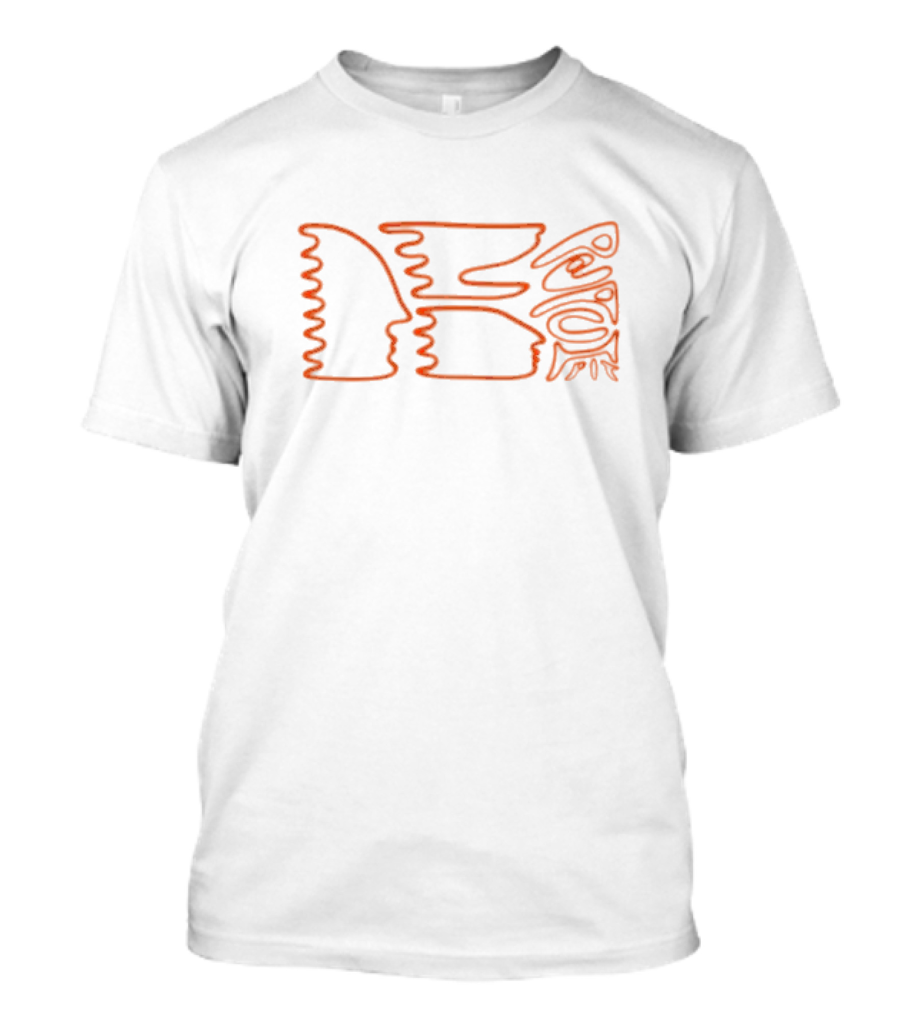 Peach Pit Holly Lamb Orange Neon Abstract Faces T-Shirt
