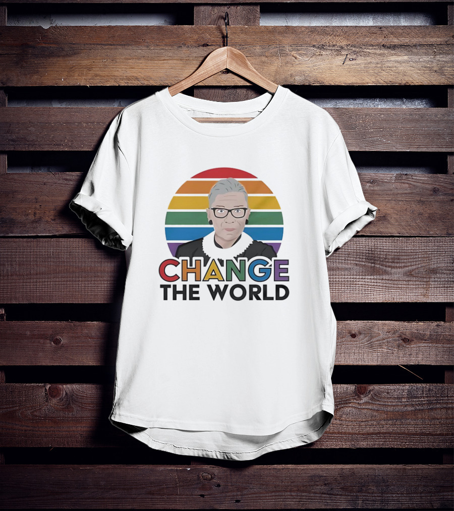 Change The World Ruth Bader Ginsburg Rainbow Stripes T-Shirt