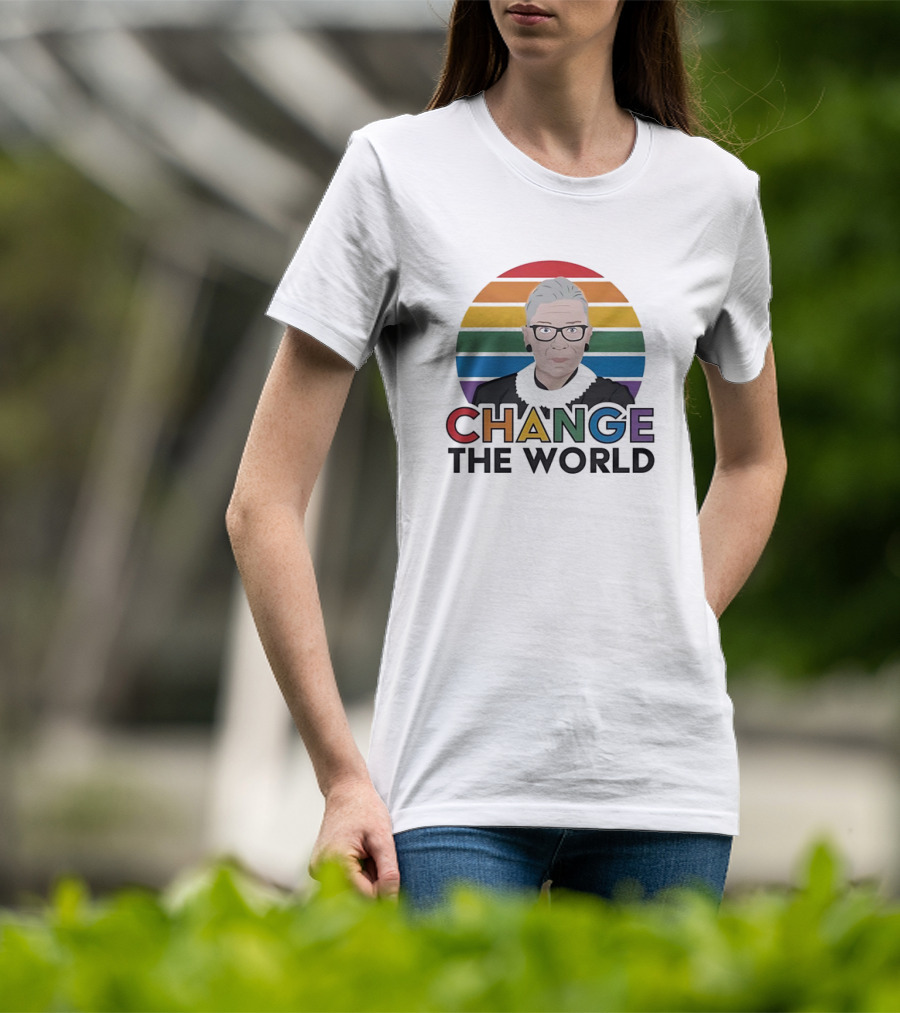 Change The World Ruth Bader Ginsburg Rainbow Stripes T-Shirt