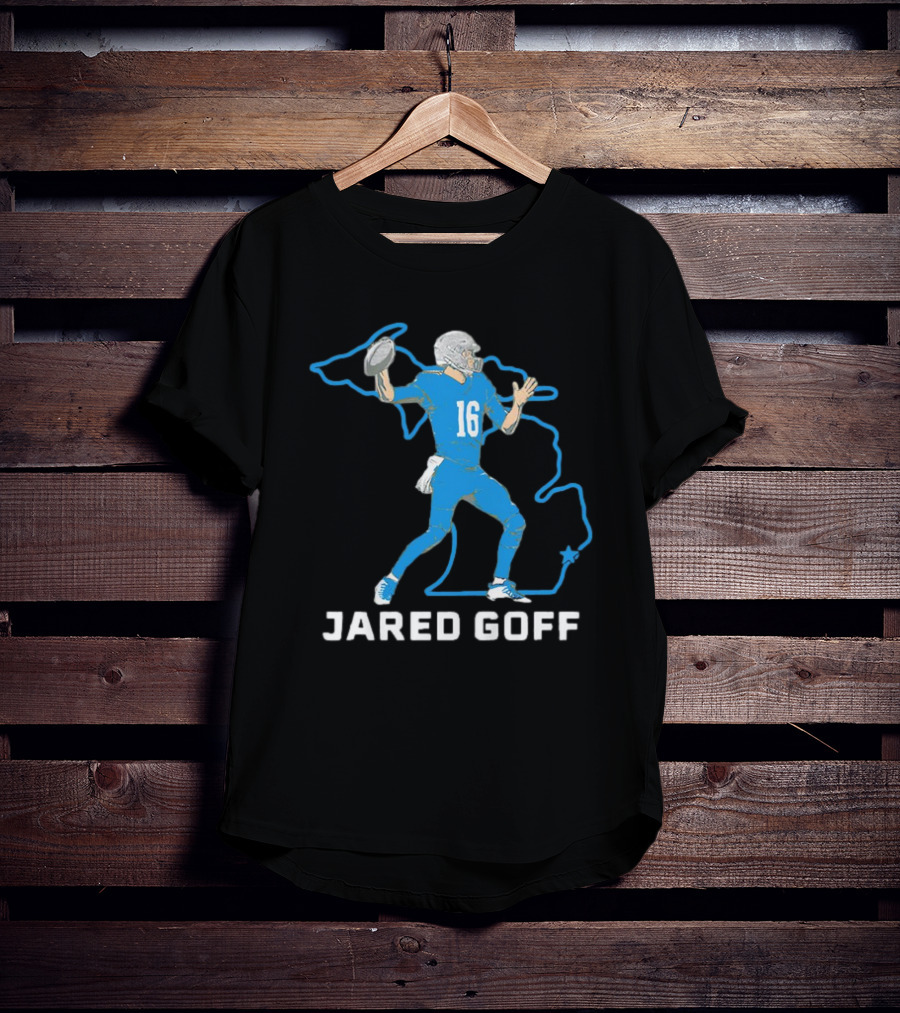 Jared Goff Detroit Football Star Quarterback Michigan Outline T-Shirt