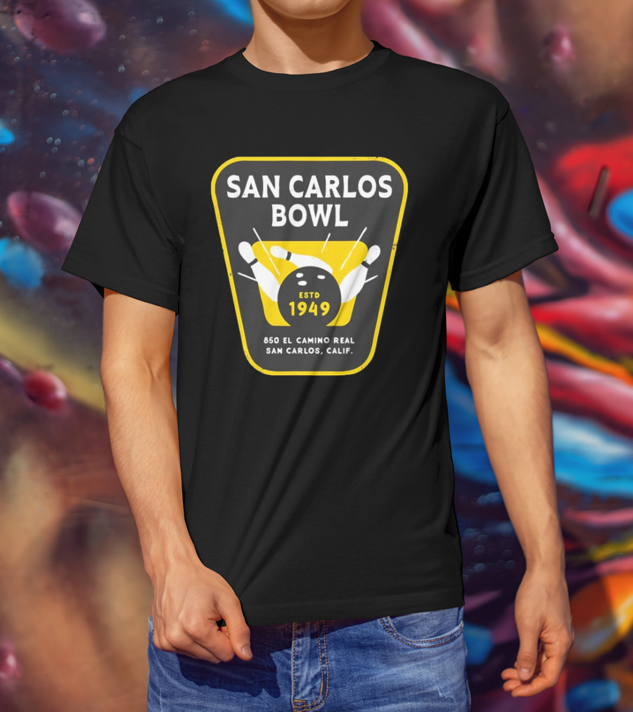 San Carlos Bowl 1949 Vintage Bowling Alley San Carlos Calif 850 El Camino Real T-Shirt