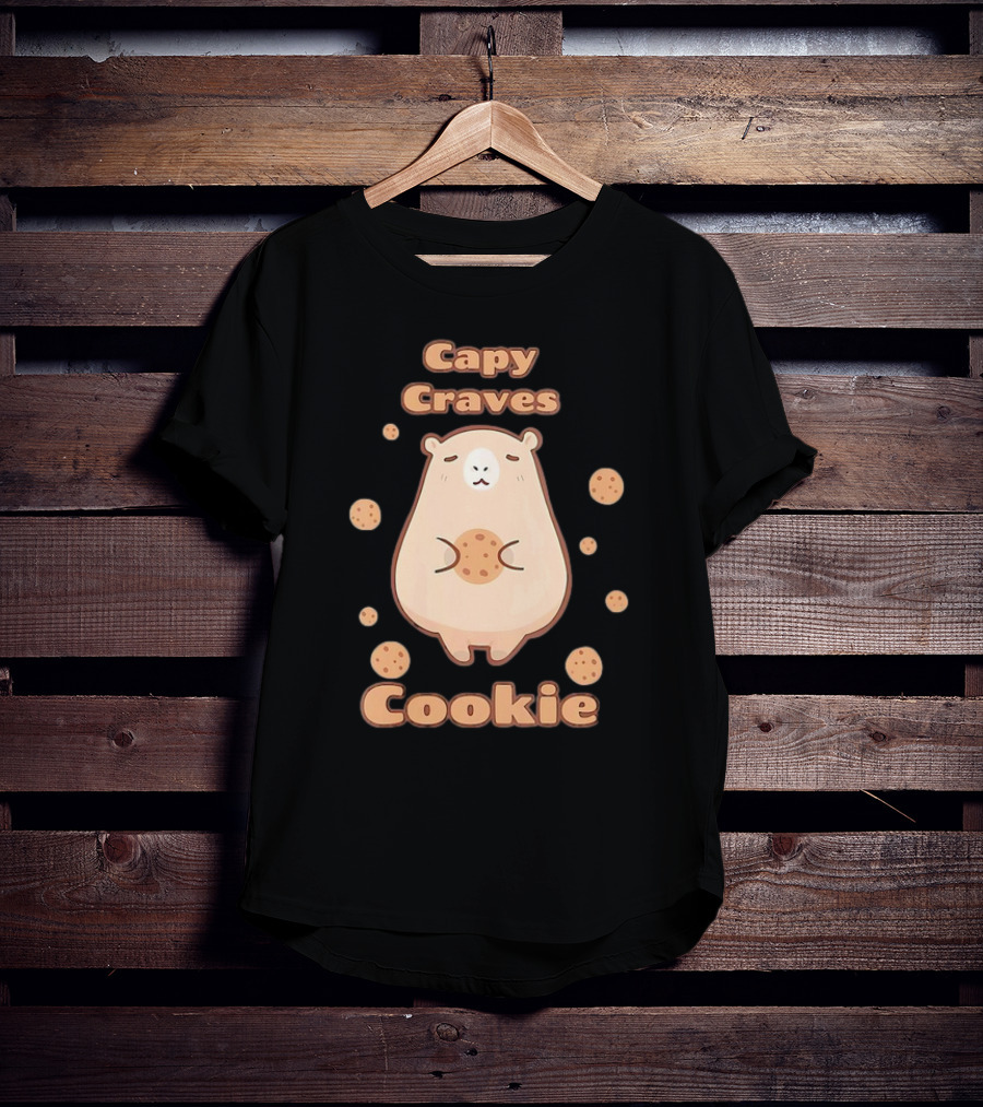 Capy Craves Cookie Capybara Surrounded By Cookies T-Shirt