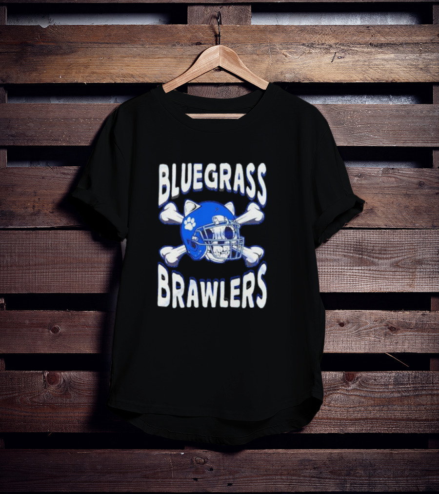 Bluegrass Brawlers Kentucky Wildcats Blue Skeleton Helmet With Bones T-Shirt