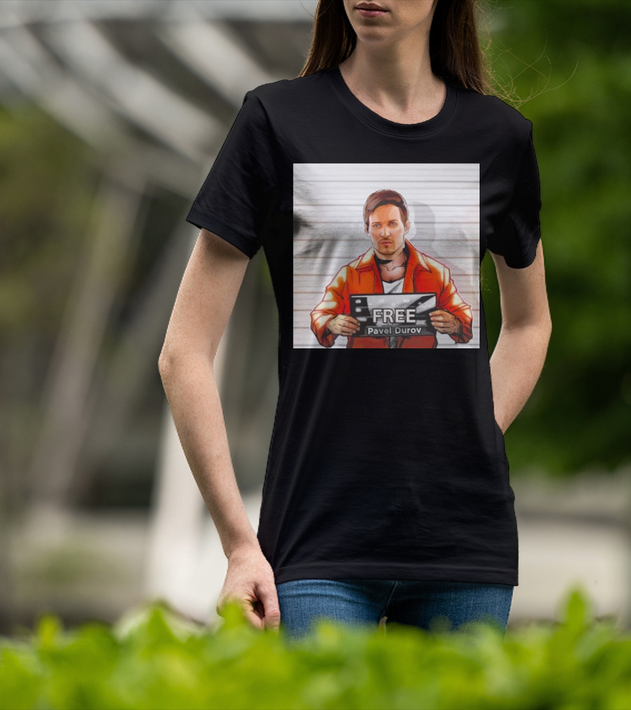 Free Pavel Durov Mugshot Cartoon T-Shirt