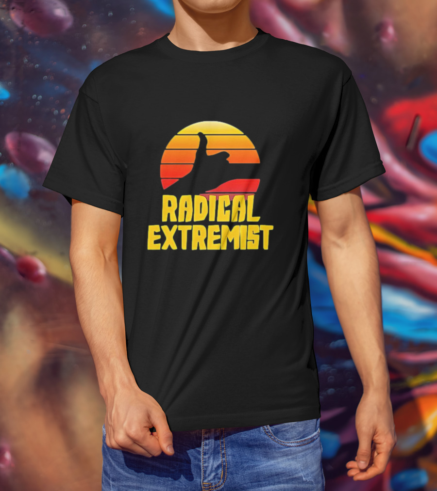 Radical Extremist Vintage Sunset Shaka Hand Gesture T-Shirt