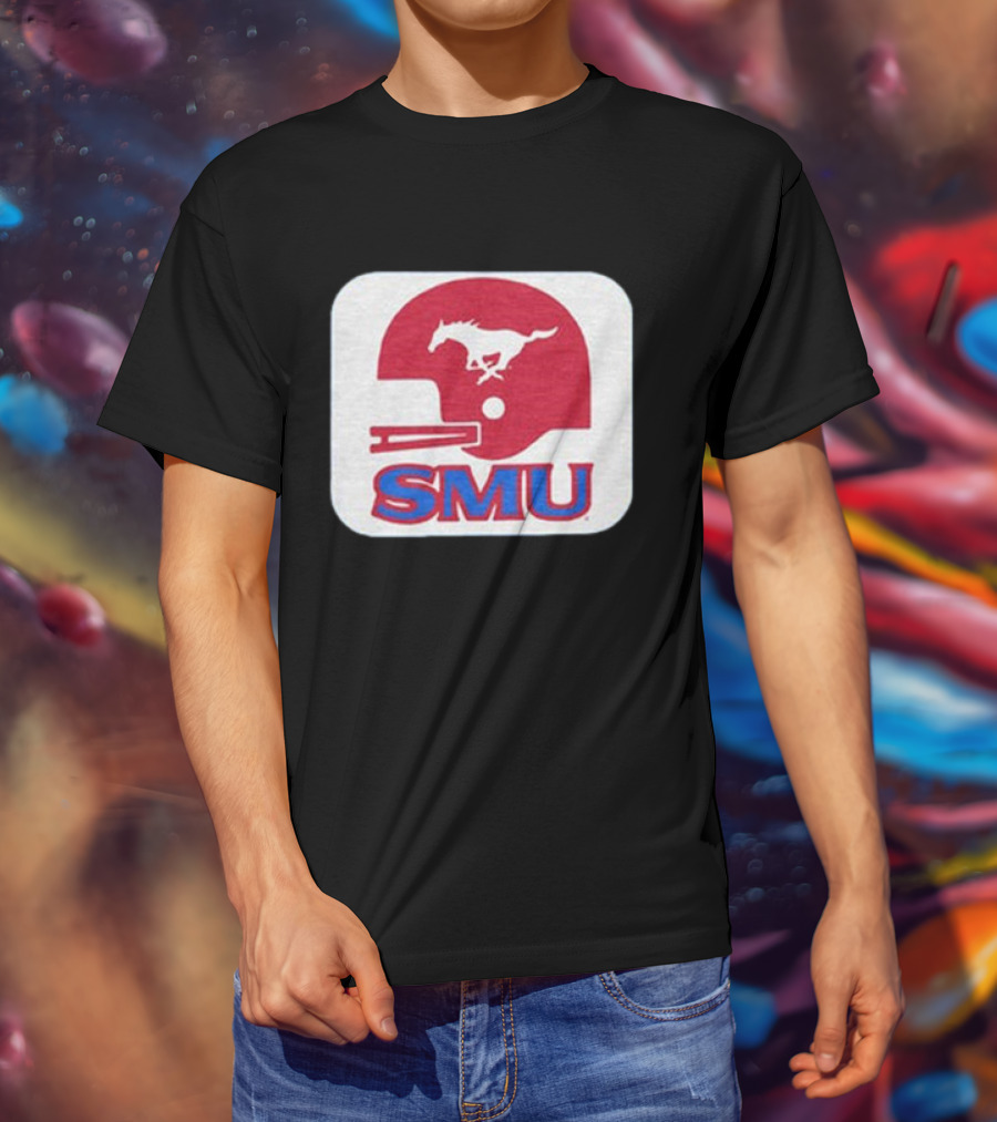SMU Mustangs Football Red Helmet T-Shirt