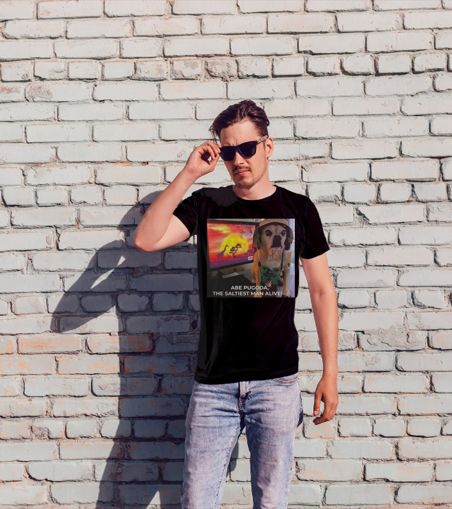 Abe Pugoda The Saltiest Man Alive Funny Pug Safari Adventure T-Shirt