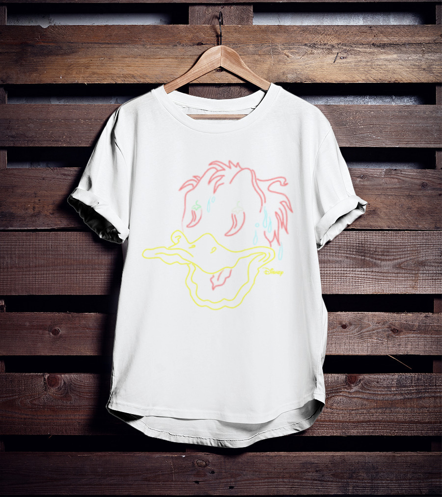 Disney Donald Duck Melting Face Neon Outline Retro Hot Peppers T-Shirt