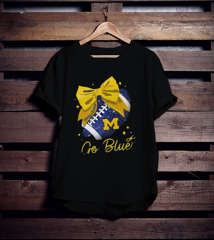Michigan Wolverines Football Go Blue Bow Girl Michigan Proud T-Shirt