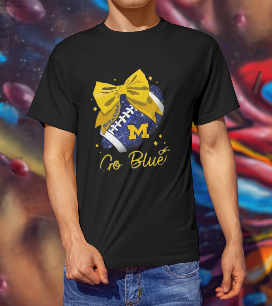 Michigan Wolverines Football Go Blue Bow Girl Michigan Proud T-Shirt