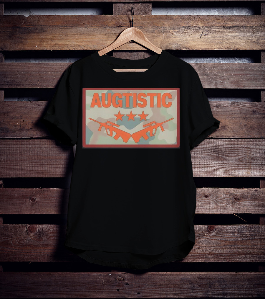 AUGTISTIC Stars And Rifles On Camouflage Background T-Shirt