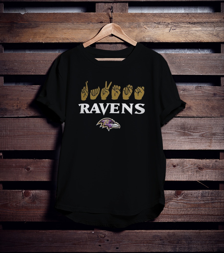 Baltimore Ravens ASL Love Sign NFL Homage Ravens Logo Iconic T-Shirt