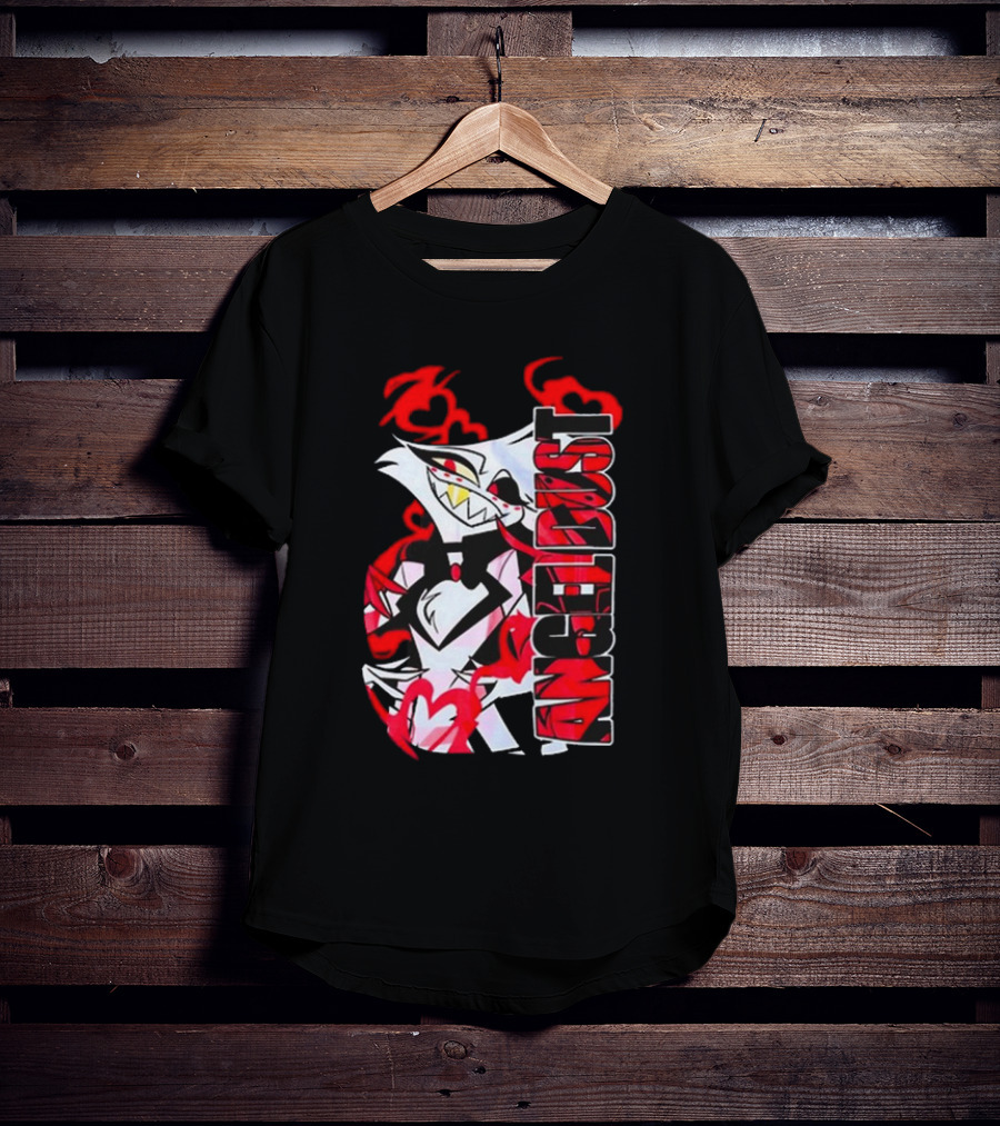 Hazbin Hotel Angel Dust Character With Red Flames T-Shirt