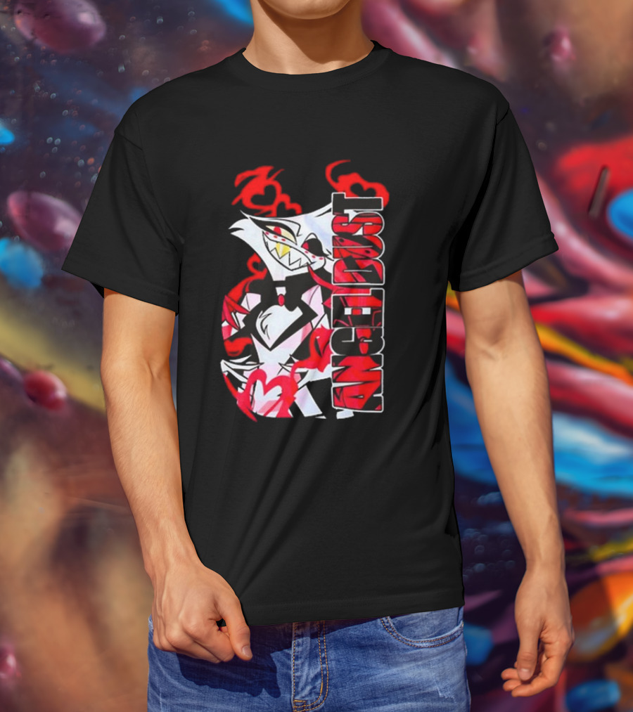 Hazbin Hotel Angel Dust Character With Red Flames T-Shirt