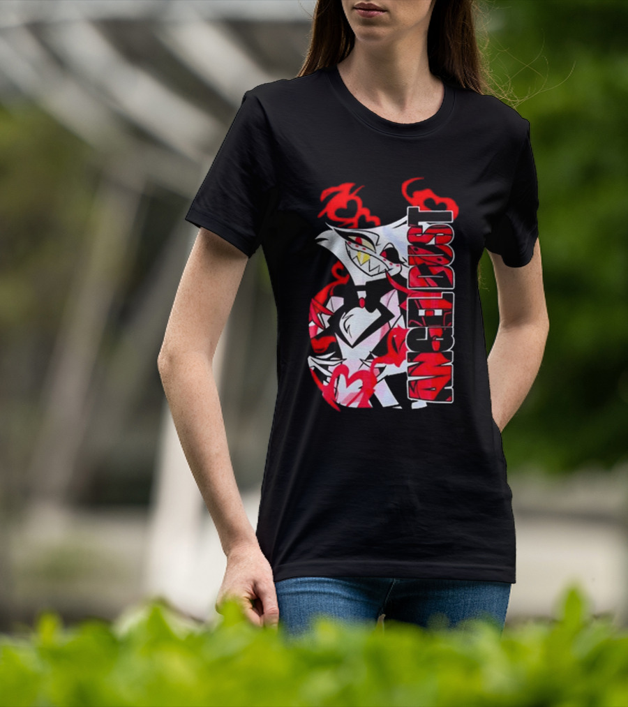 Hazbin Hotel Angel Dust Character With Red Flames T-Shirt