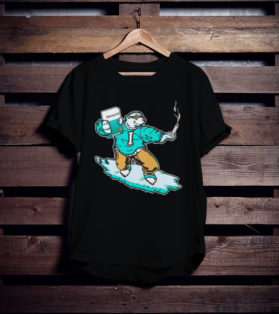Newport Cigarettes Icee Bear Smoking Hockey T-Shirt