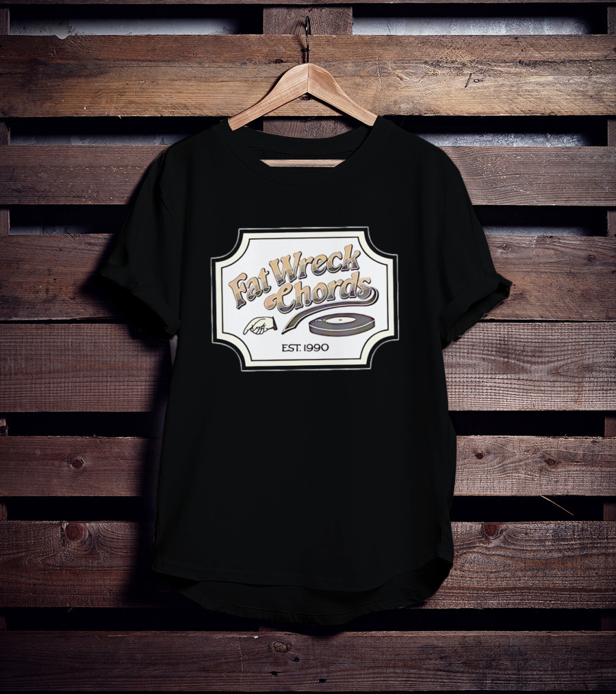 Fat Wreck Chords Established 1990 Record Logo And Hand Pointing T-Shirt