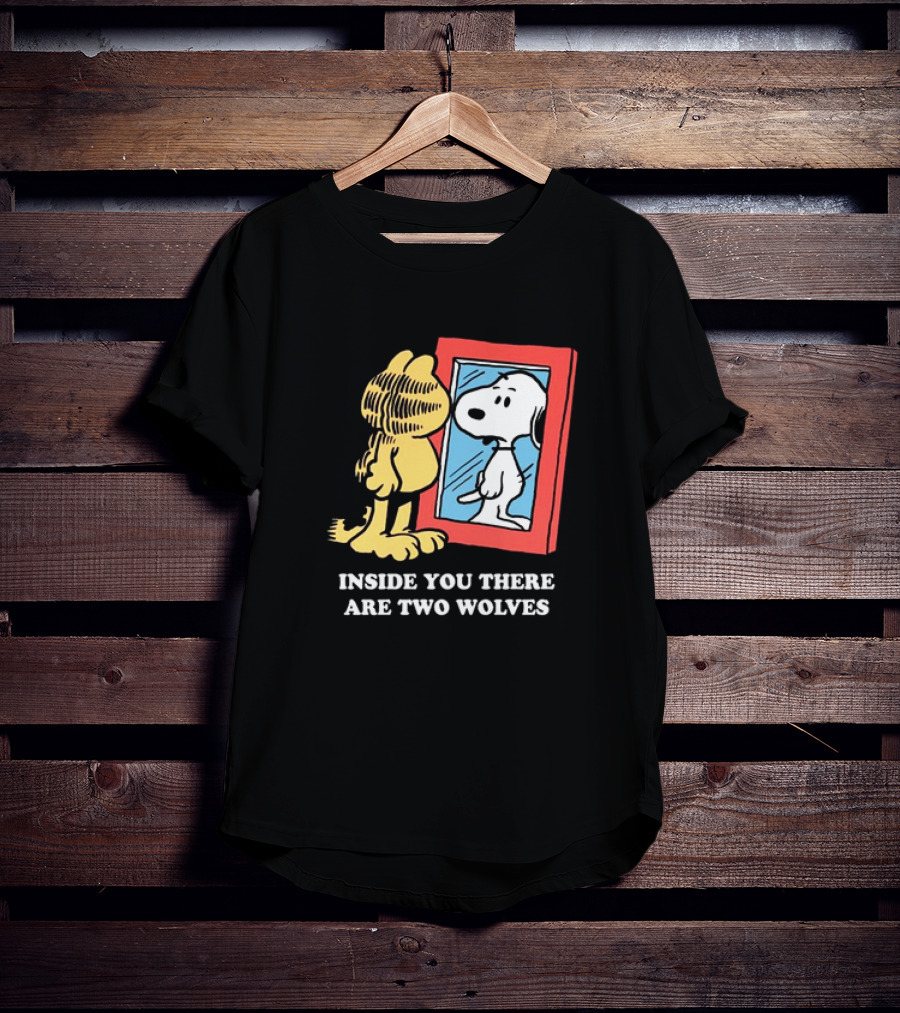 Garfield Inside You There Are Two Wolves Snoopy Reflection T-Shirt