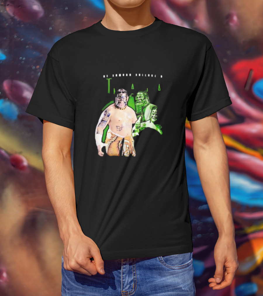 The Samoan Bulldozer Umaga Wrestler Graphic With Green Highlights T-Shirt