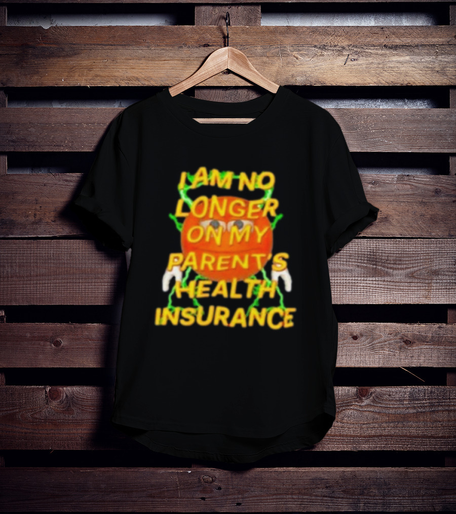 I Am No Longer On My Parent's Health Insurance Emoji Style With Lightning Background T-Shirt