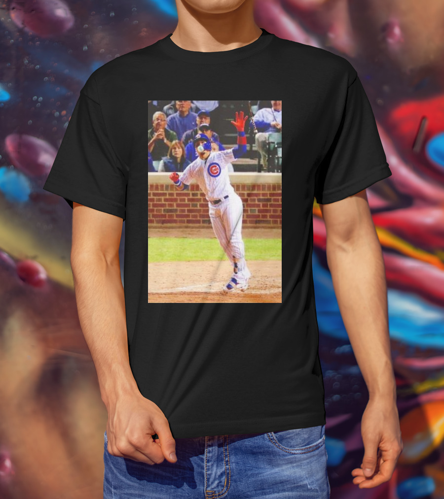 Javy Baez Chicago Cubs Blows A Bubble Hitting Second Home Run Baseball Action T-Shirt