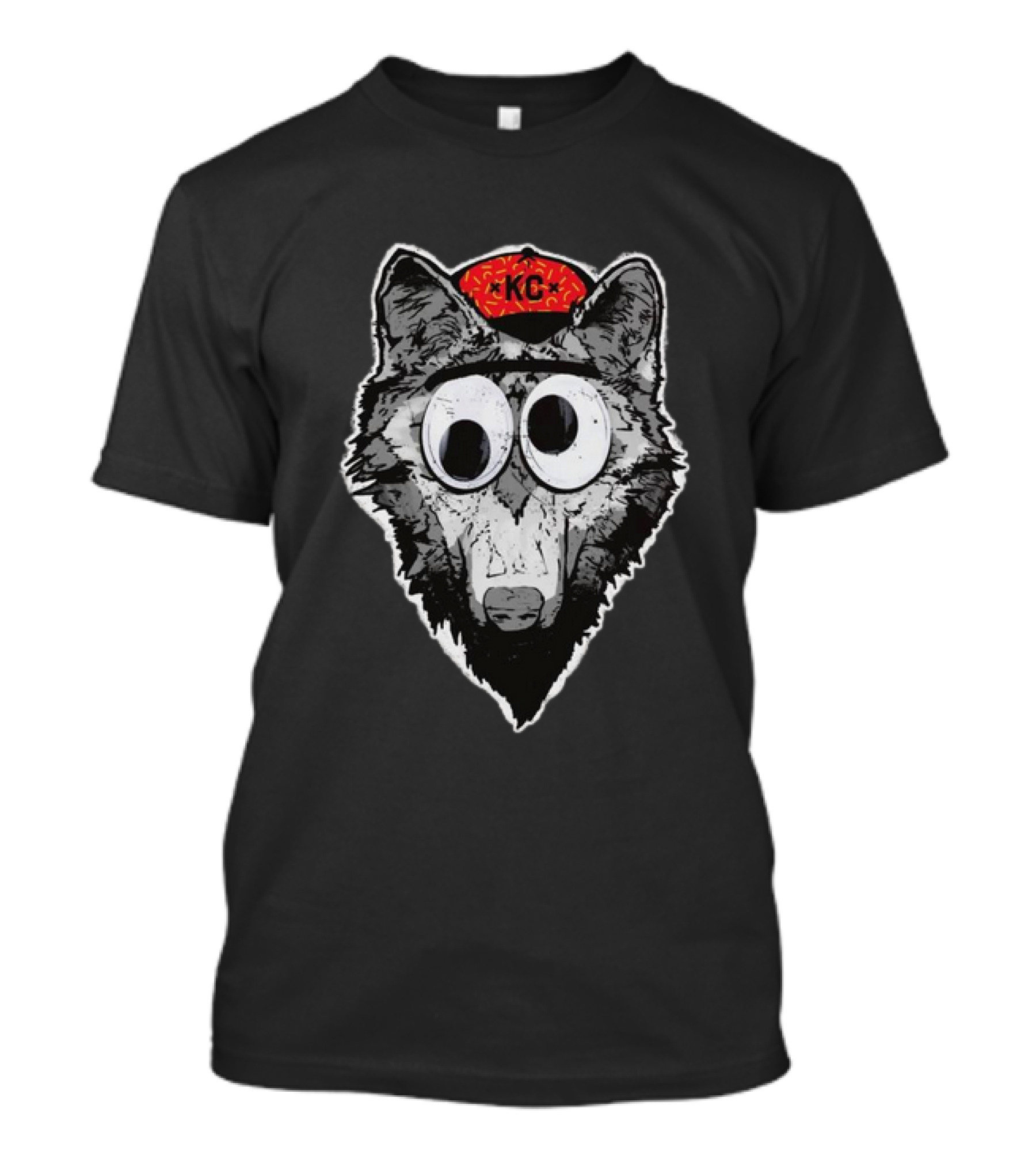 KC Wolf Pack Googly Eyes Icon With Red Cap T-Shirt