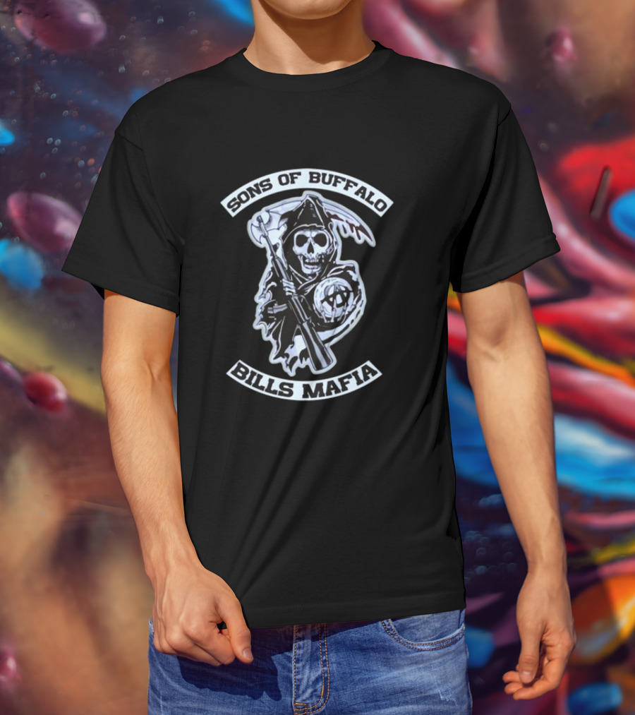 Sons Of Buffalo Bills Mafia Grim Reaper Holding Scythe And Football T-Shirt