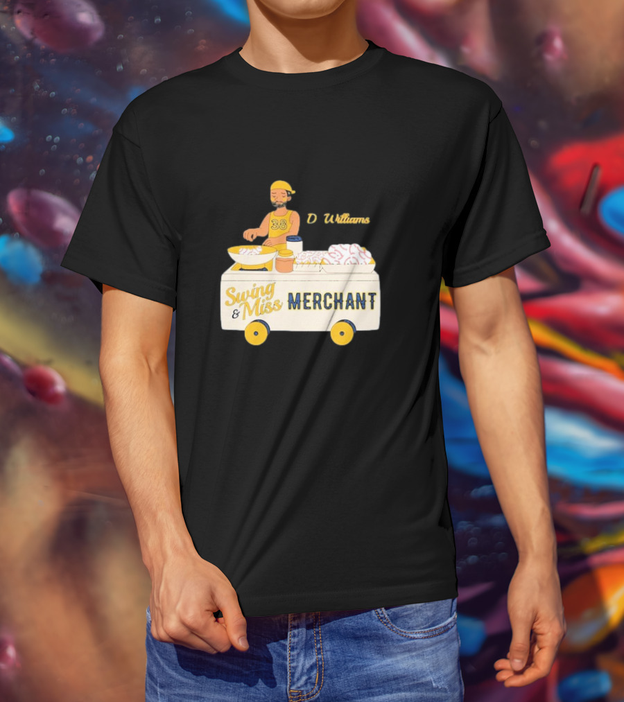 Devin Williams Swing And Miss Merchant Milwaukee Brewers Cartoon Baseball 38 T-Shirt